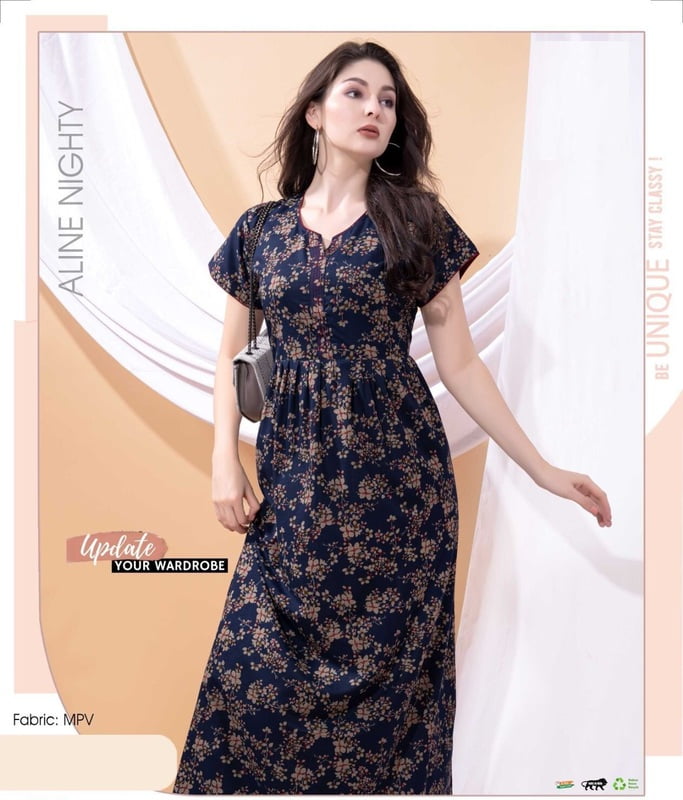 Minelli Full Length Aline Premium Cotton Nightdress - 8957A