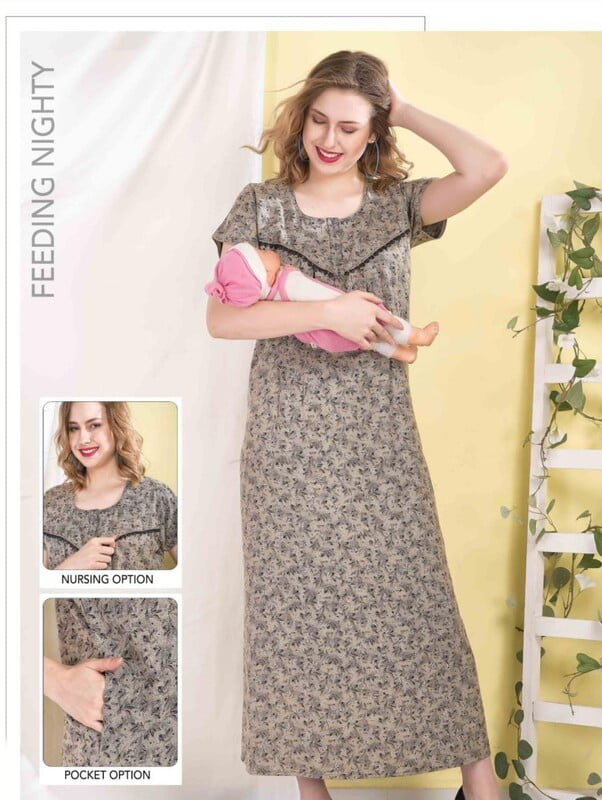 Minelli Printed Maternity / Feeding Full Length Alpine Nighty - 8996