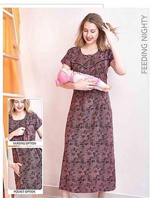 Minelli Printed Maternity / Feeding Full Length Alpine Nighty - 9003