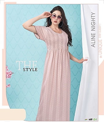 Minelli Full Length Aline Smocking Premium Alpine Nightdress - 9008B