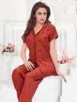 Minelli Top & Pyjama set Rayon - Brown Printed
