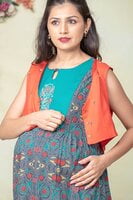 Maybell KANTHA FLORAL DETAIL MATERNITY & NURSING MAXI DRESS WITH WAISTCOAT – GREY Maybell KANTHA FLORAL DETAIL MATERNITY & NURSING MAXI DRESS WITH WAISTCOAT – GREY