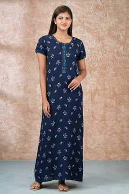 Maybell - WESTERN FLORAL PRINTED NIGHTY - NAVY BLUE