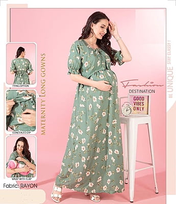 Minelli Printed Maternity / Feeding Long Gown - 8058