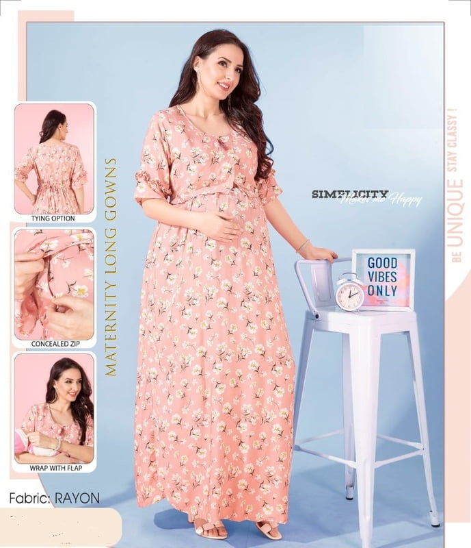 Minelli Printed Maternity / Feeding Long Gown - 8060