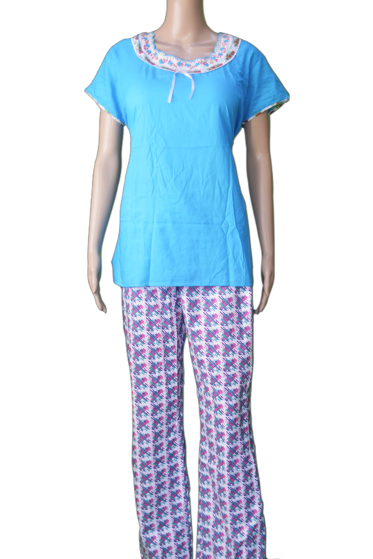 MayBell NightSuit Blue With White Flowery 