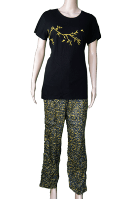 Maybell Nightsuit (Black With Mustard)