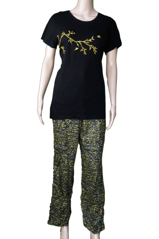 Maybell Nightsuit (Black With Mustard)