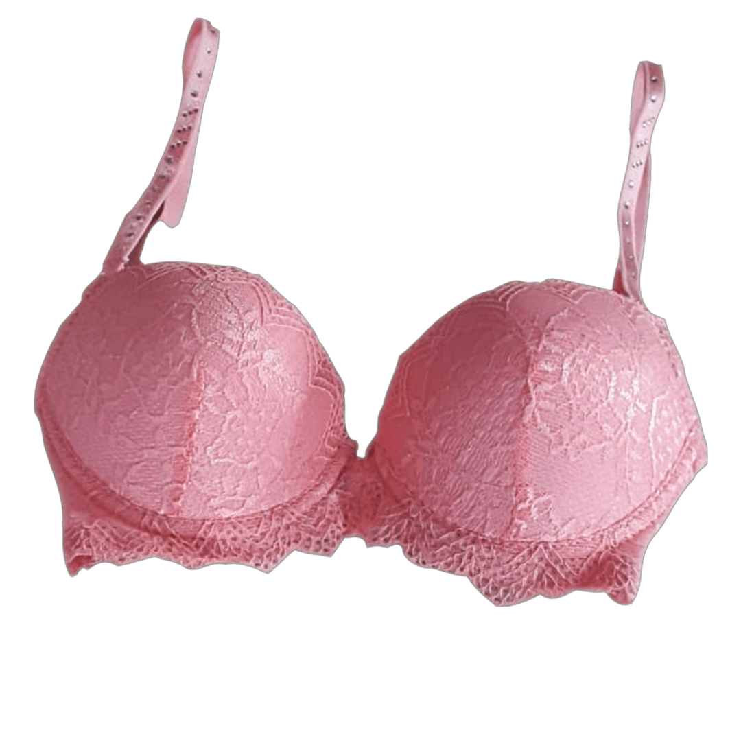 Push Up Wired with Laced Net Polyester Cotton Bra (Red)