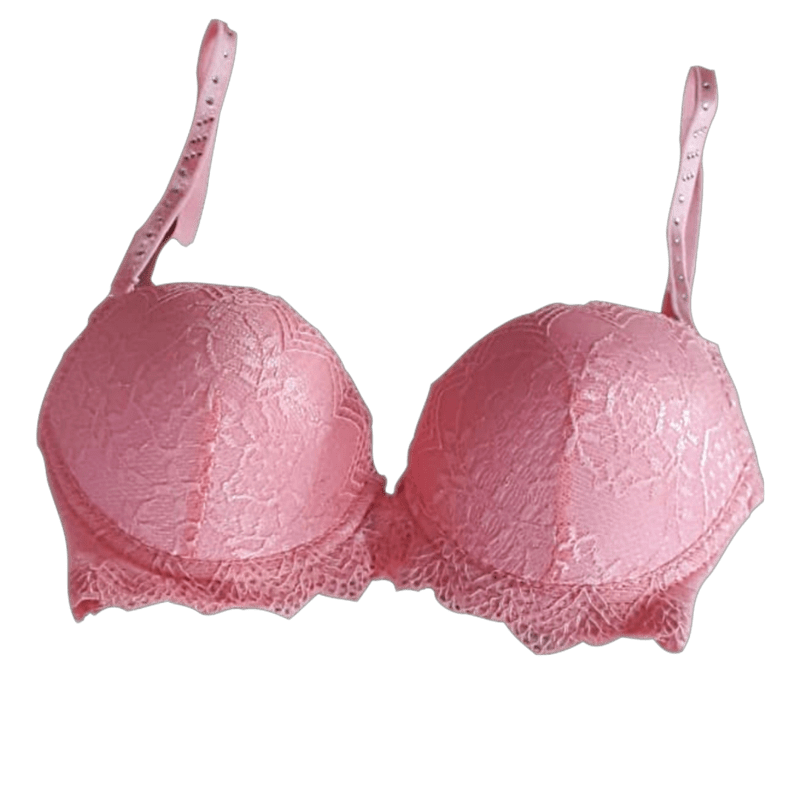 Padded Under Wired Push Up Bra with Net Coverage (Pink)-32B