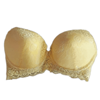 Padded Under Wired Push Up Bra with Lace Coverage (Yellow)