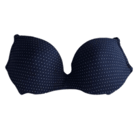 Lightly Padded Full Coverage Polyester Cotton Bra  (Dark Blue Dotted)