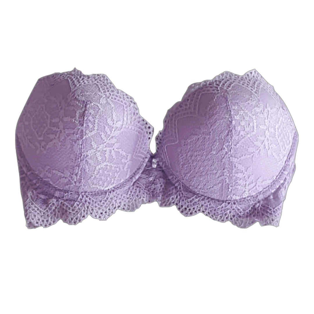 CLZOUD Wide Band Bras for Women Purple Cotton Women Lace Front Buckle  Underwear without Rims Vest Lace Plus Size Bra 42