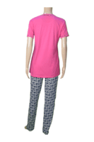 Women's Cotton Printed Night Suit Set (pink With Black)
