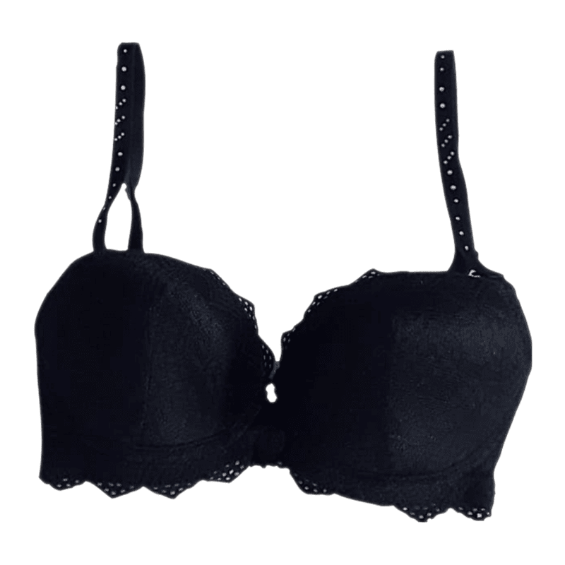 Padded Under Wired Push Up Bra with Net Coverage  (Black) Fancy Bra
