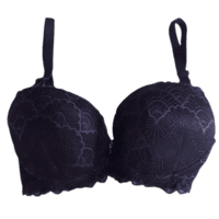 Padded Full Coverage Wired Push Up Bra with Lace  (Purple)