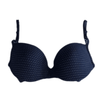 Lightly Padded Full Coverage Polyester Cotton Bra  (Dark Blue Dotted)