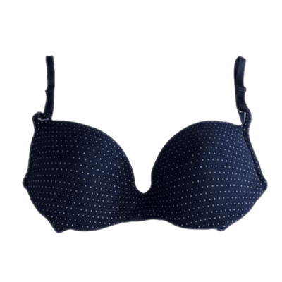 Lightly Padded Full Coverage Polyester Cotton Bra  (Dark Blue Dotted)