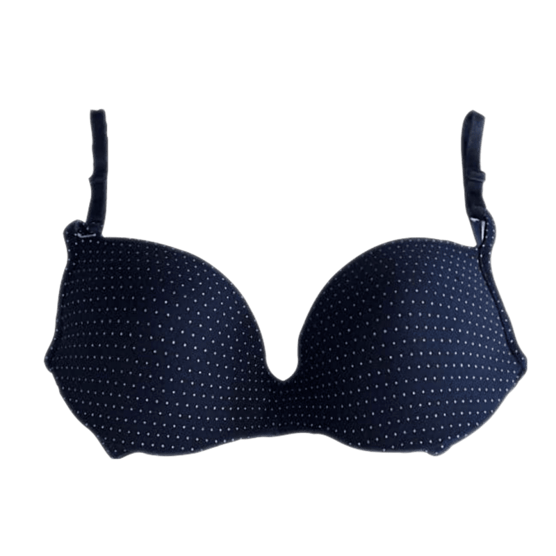 Lightly Padded Full Coverage Polyester Cotton Bra (Dark Blue Dotted) Lightly Padded Full Coverage Polyester Cotton Bra (Dark Blue Dotted)