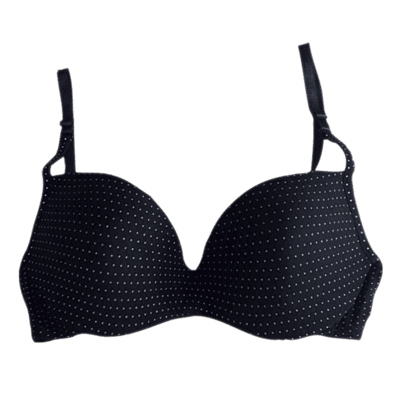 Lightly Padded Full Coverage Polyester Cotton Bra (Black Dotted)