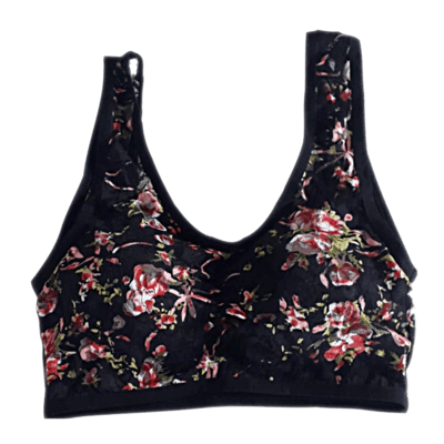 Soft Padded Flower Printed Net Polyester Cotton Sports Bra