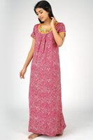 All-over Floral Print with Contrast Floral Embroidered Nighty All-over Floral Print with Contrast Floral Embroidered Nighty