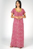 All-over Floral Print with Contrast Floral Embroidered Nighty All-over Floral Print with Contrast Floral Embroidered Nighty