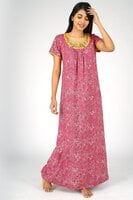 All-over Floral Print with Contrast Floral Embroidered Nighty All-over Floral Print with Contrast Floral Embroidered Nighty