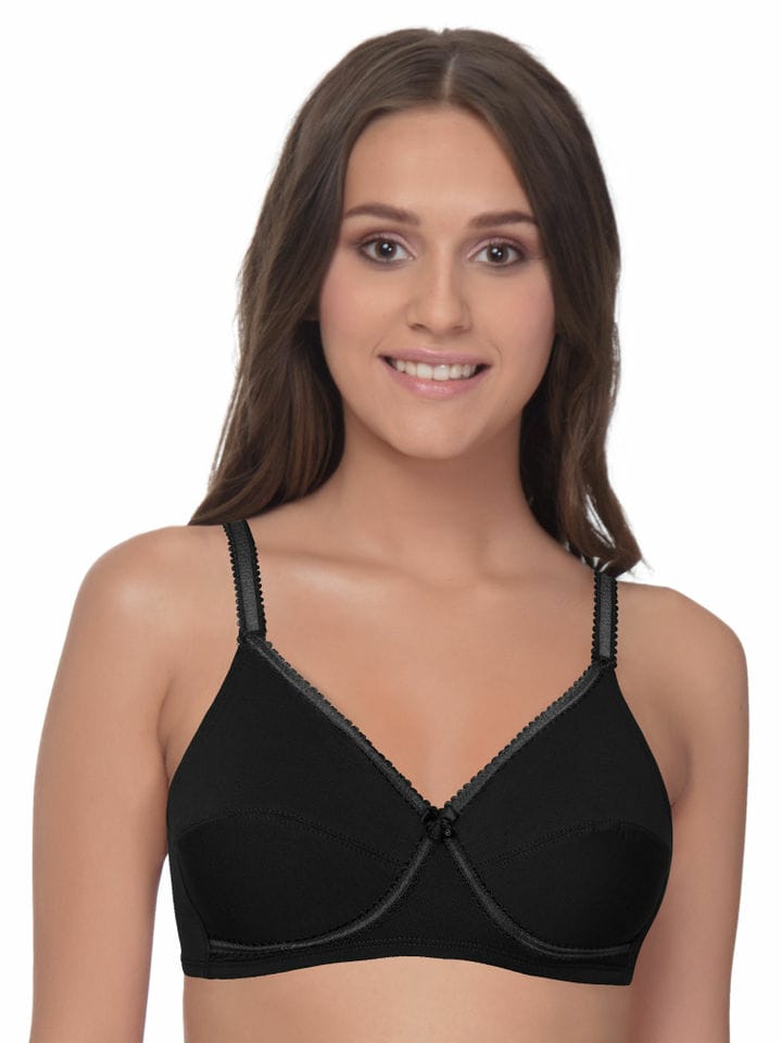 Buy Enamor Women Black Padded Non Wired & High Coverage T Shirt Bra With  Detachable Straps - Bra for Women 650594