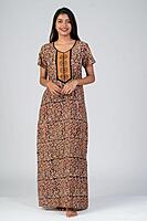 KALAMKARI PRINTED NIGHTY - BROWN