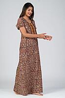 KALAMKARI PRINTED NIGHTY - BROWN