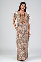 KALAMKARI PRINTED NIGHTY - BEIGE