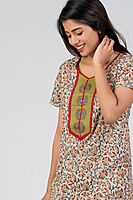 KALAMKARI PRINTED NIGHTY - BEIGE