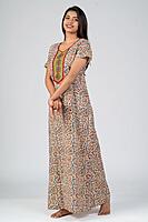 KALAMKARI PRINTED NIGHTY - BEIGE