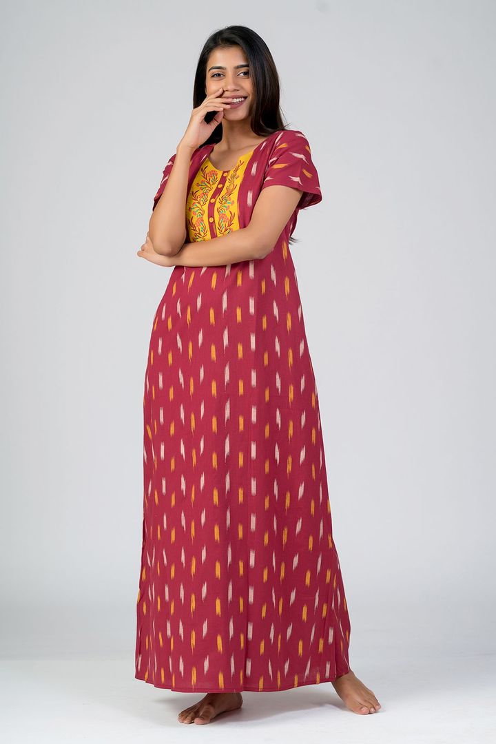 IKAT PRINTED NIGHTY - MAROON IKAT PRINTED NIGHTY - MAROON
