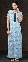 DITSY FLORAL PRINTED NIGHTY WEAR - BLUE