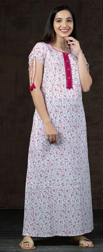 DITSY FLORAL PRINTED NIGHTY WEAR - PINK