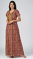 KALAMKARI PRINTED NIGHTY - RED KALAMKARI PRINTED NIGHTY - RED