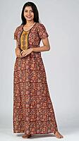 KALAMKARI PRINTED NIGHTY - RED