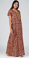 KALAMKARI PRINTED NIGHTY - RED