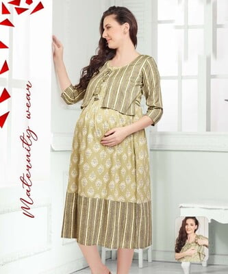 Minelli Premium Maternity / Feeding Full Length Nighty - Waist Coat