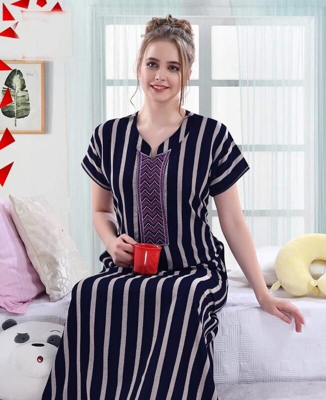 Minelli Alpine Nightdress - Black Stripes Minelli Alpine Nightdress - Black Stripes