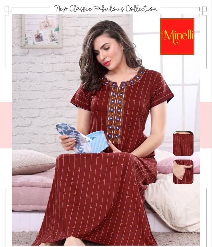 Minelli Alpine Nightdress - Brown Gems