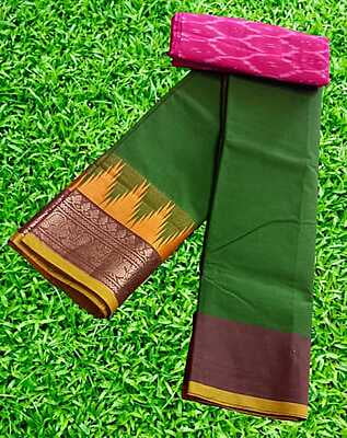 Chettinadu Handloom Cotton Saree- Green