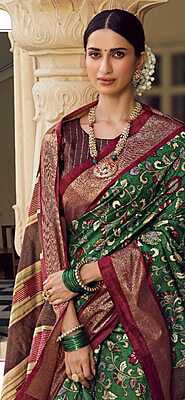 Pochampalli Silk Saree - Dark Green