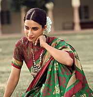 Pochampalli Silk Saree - Green & Maroon
