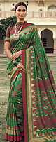 Pochampalli Silk Saree - Green & Maroon