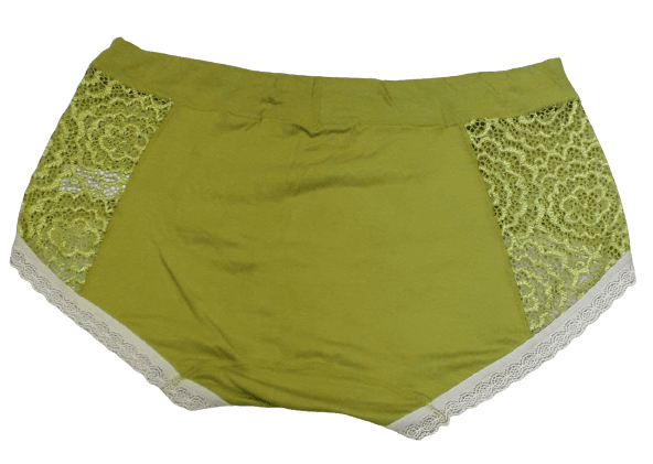 Fancy Mesh Soft Satin Netted Panty - Green And Cream