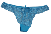 Cheeky Lace Mid Waist T Back Thong Panty- Sky Blue