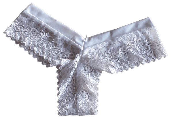 Cheeky Lace Mid Waist T Back Thong Panty- White Cheeky Lace Mid Waist T Back Thong Panty- White